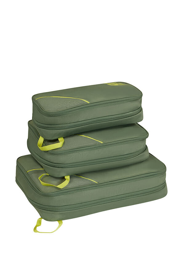 Packing Cubes Set of 3 Packing Cubes | American Tourister American Tourist. Ta Packing Cubes S/M/L  Olive/Lime