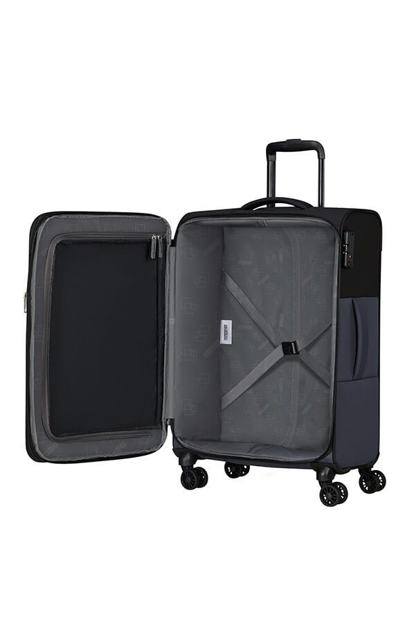 American Tourister Daring Dash Spinner Expandable TSA M  Svart/Gr&aring;